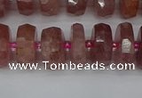 CRB1342 15.5 inches 6*12mm faceted rondelle strawberry quartz beads