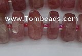 CRB1344 15.5 inches 8*16mm faceted rondelle strawberry quartz beads