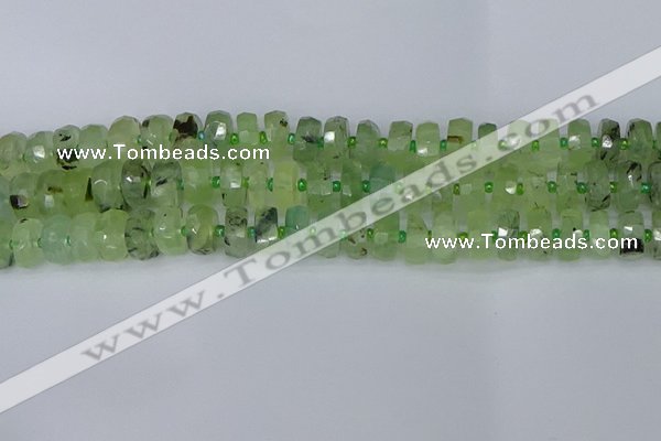 CRB1351 15.5 inches 6*10mm faceted rondelle green rutilated quartz beads