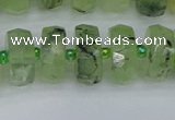 CRB1353 15.5 inches 7*14mm faceted rondelle green rutilated quartz beads