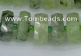 CRB1354 15.5 inches 8*16mm faceted rondelle green rutilated quartz beads