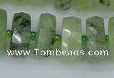 CRB1355 15.5 inches 8*18mm faceted rondelle green rutilated quartz beads