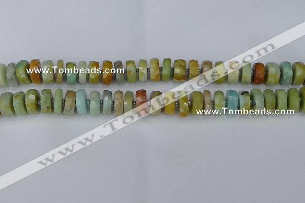 CRB1361 15.5 inches 6*10mm faceted rondelle Chinese amazonite beads