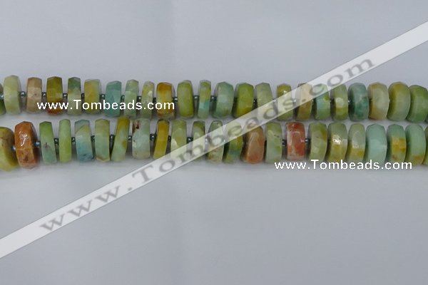 CRB1363 15.5 inches 7*14mm faceted rondelle Chinese amazonite beads