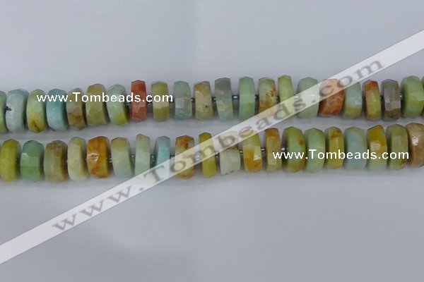 CRB1364 15.5 inches 8*16mm faceted rondelle Chinese amazonite beads