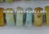 CRB1365 15.5 inches 8*18mm faceted rondelle Chinese amazonite beads