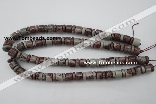 CRB137 15.5 inches 6*12mm & 10*12mm rondelle artistic jasper beads