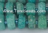 CRB1372 15.5 inches 6*12mm faceted rondelle amazonite beads