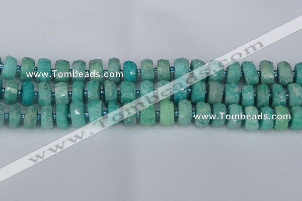 CRB1372 15.5 inches 6*12mm faceted rondelle amazonite beads