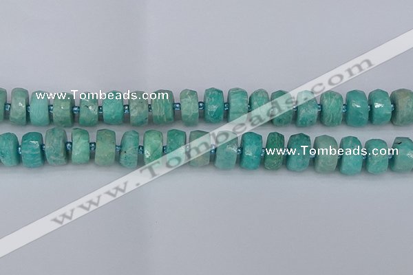 CRB1373 15.5 inches 7*14mm faceted rondelle amazonite beads