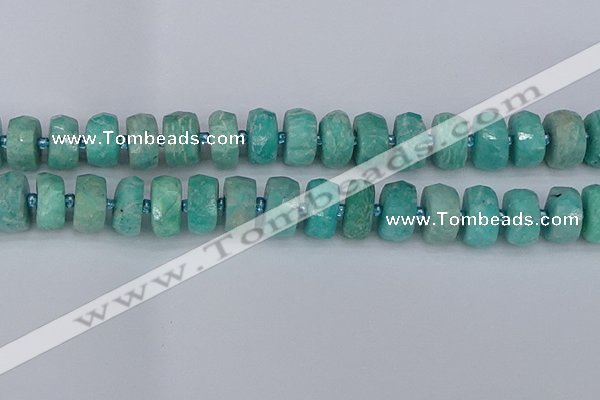 CRB1374 15.5 inches 8*16mm faceted rondelle amazonite beads