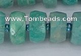 CRB1375 15.5 inches 8*18mm faceted rondelle amazonite beads