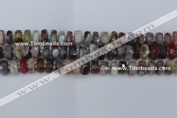 CRB1382 15.5 inches 6*12mm faceted rondelle botswana agate beads