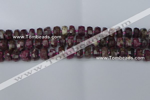 CRB1402 15.5 inches 6*12mm faceted rondelle tourmaline beads