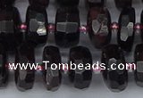 CRB1412 15.5 inches 6*12mm faceted rondelle red garnet beads