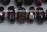 CRB1413 15.5 inches 7*14mm faceted rondelle red garnet beads