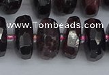 CRB1414 15.5 inches 8*16mm faceted rondelle red garnet beads