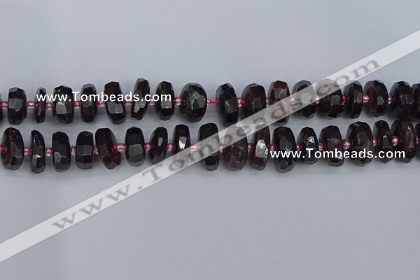 CRB1415 15.5 inches 8*18mm faceted rondelle red garnet beads