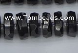 CRB1423 15.5 inches 7*14mm faceted rondelle black tourmaline beads