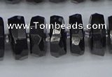 CRB1424 15.5 inches 8*16mm faceted rondelle black tourmaline beads