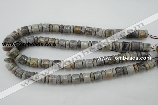 CRB143 15.5 inches 6*12mm & 10*12mm rondelle silver needle agate beads