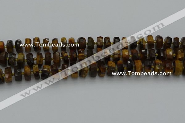 CRB1431 15.5 inches 6*10mm faceted rondelle yellow tiger eye beads