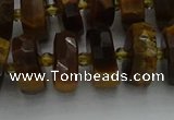 CRB1432 15.5 inches 6*12mm faceted rondelle yellow tiger eye beads