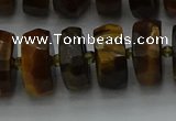 CRB1433 15.5 inches 7*14mm faceted rondelle yellow tiger eye beads