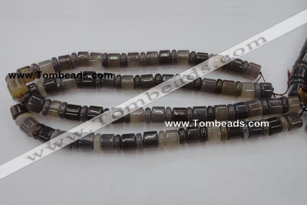 CRB145 15.5 inches 6*12mm & 10*12mm rondelle grey agate beads