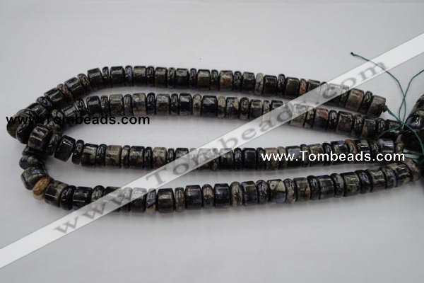 CRB146 15.5 inches 6*12mm & 10*12mm rondelle grey opal gemstone beads