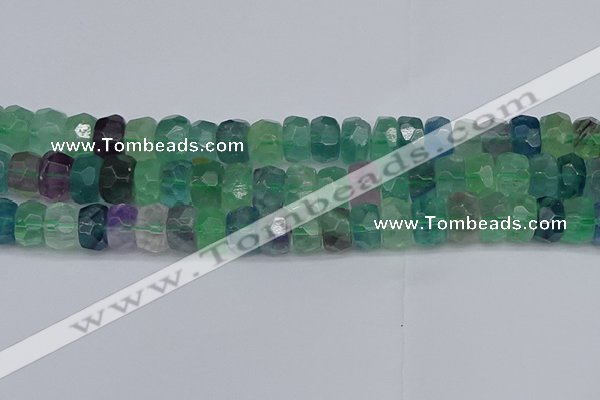 CRB1466 15.5 inches 6*12mm faceted rondelle fluorite beads