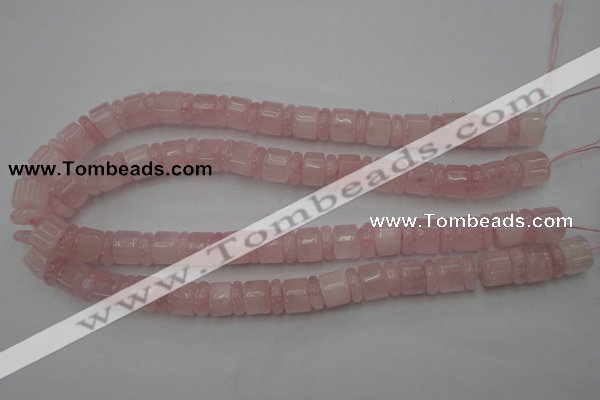 CRB149 15.5 inches 6*12mm & 10*12mm rondelle rose quartz beads