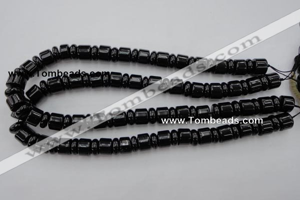 CRB151 15.5 inches 6*12mm & 10*12mm rondelle black agate beads