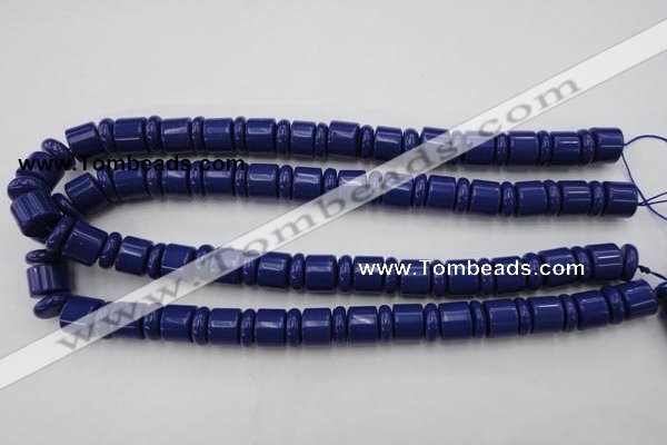 CRB153 15.5 inches 6*12mm & 10*12mm rondelle blue stone beads