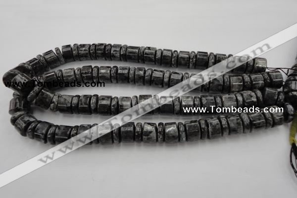 CRB160 15.5 inches 5*14mm & 10*14mm rondelle black labradorite beads