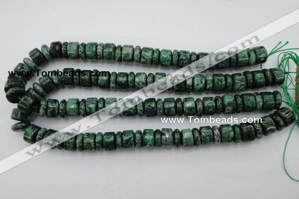 CRB162 15.5 inches 5*14mm & 10*14mm rondelle green picture jasper beads