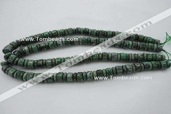 CRB170 15.5 inches 4*10mm – 7*10mm rondelle green picture jasper beads