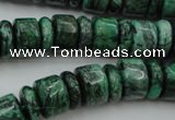 CRB175 15.5 inches 4*12mm – 8*12mm rondelle green picture jasper beads