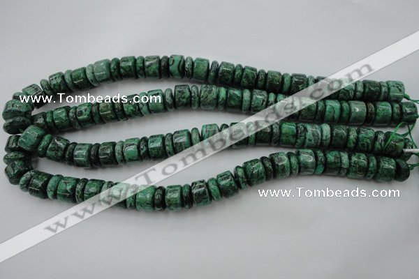 CRB175 15.5 inches 4*12mm – 8*12mm rondelle green picture jasper beads