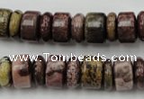 CRB176 15.5 inches 4*12mm – 8*12mm rondelle red artistic jasper beads