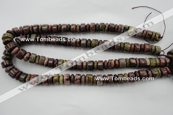 CRB176 15.5 inches 4*12mm – 8*12mm rondelle red artistic jasper beads