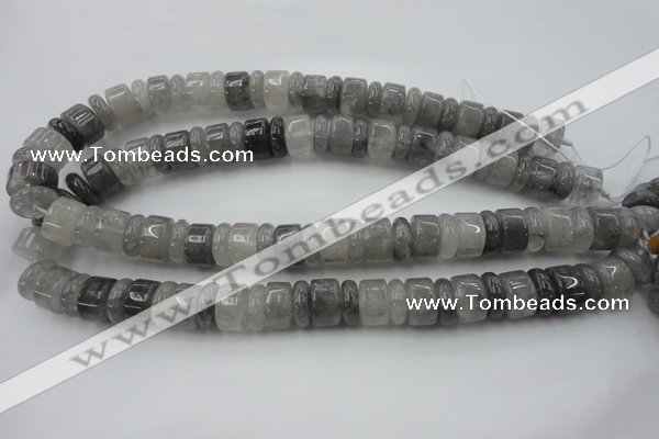 CRB180 15.5 inches 5*14mm – 10*14mm rondelle cloudy quartz beads