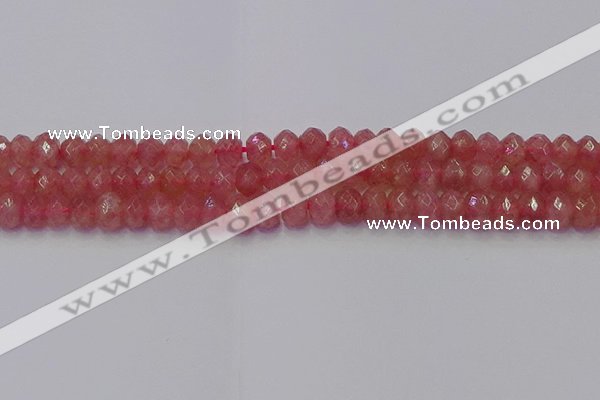 CRB1801 15.5 inches 5*8mm faceted rondelle strawberry quartz beads