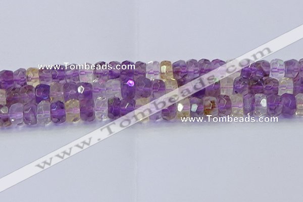 CRB1810 15.5 inches 6*12mm faceted rondelle ametrine beads