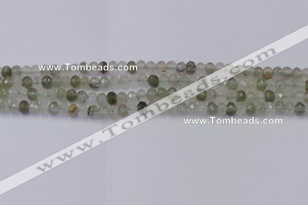 CRB1812 15.5 inches 4*6mm faceted rondelle green rutilated quartz beads