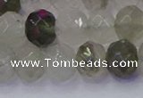 CRB1814 15.5 inches 6*10mm faceted rondelle green rutilated quartz beads