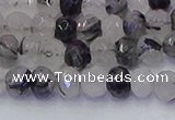 CRB1816 15.5 inches 4*6mm faceted rondelle black rutilated quartz beads