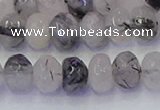 CRB1817 15.5 inches 5*8mm faceted rondelle black rutilated quartz beads