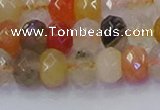 CRB1821 15.5 inches 5*8mm faceted rondelle mixed rutilated quartz beads