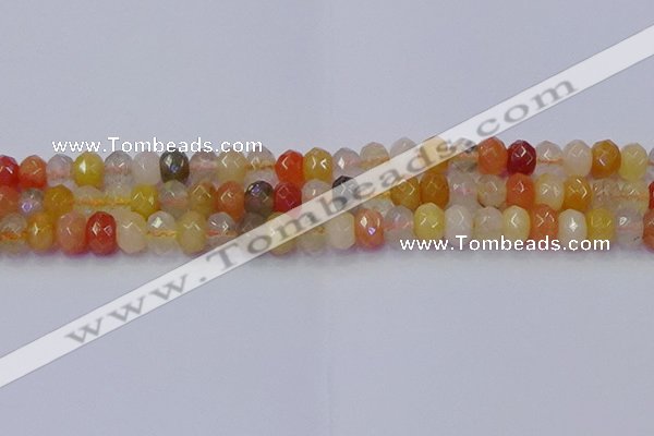 CRB1821 15.5 inches 5*8mm faceted rondelle mixed rutilated quartz beads